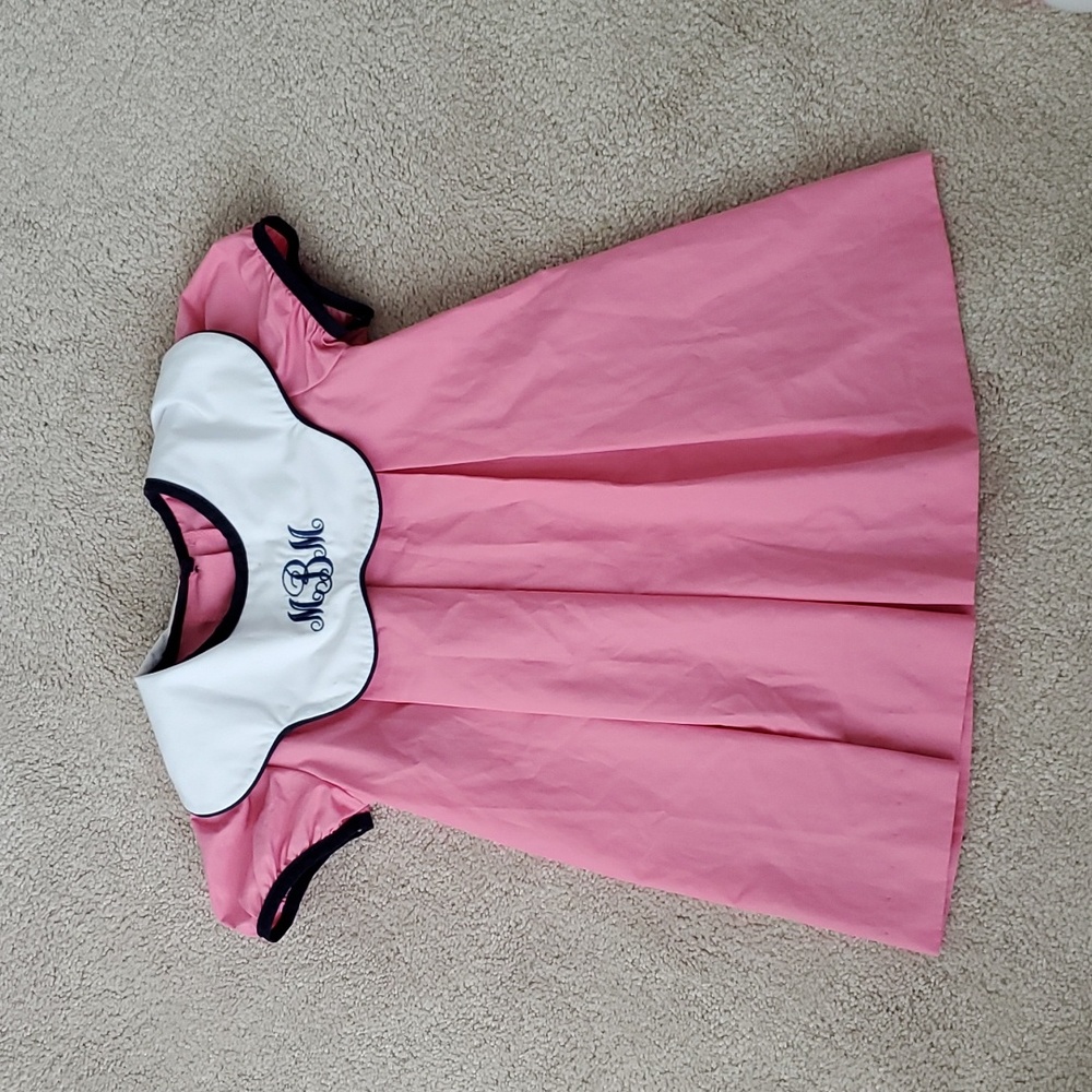 The Beaufort Bonnet Company - Pink Dress w/ White Monogrammed Color | 12-18M